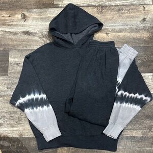 PINK Victoria's Secret Black and Gray Tie-Dye Hoodie
